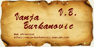 Vanja Burkanović vizit kartica